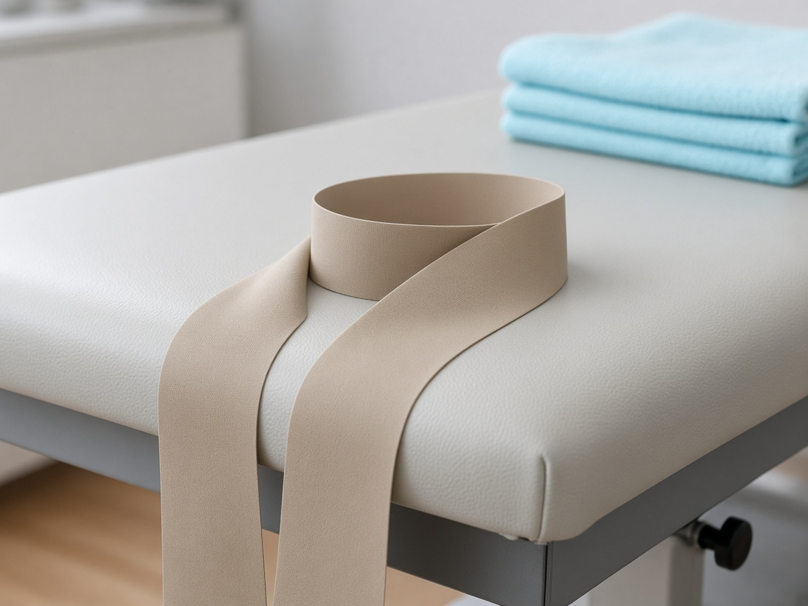Exercise band on the edge of a treatment table